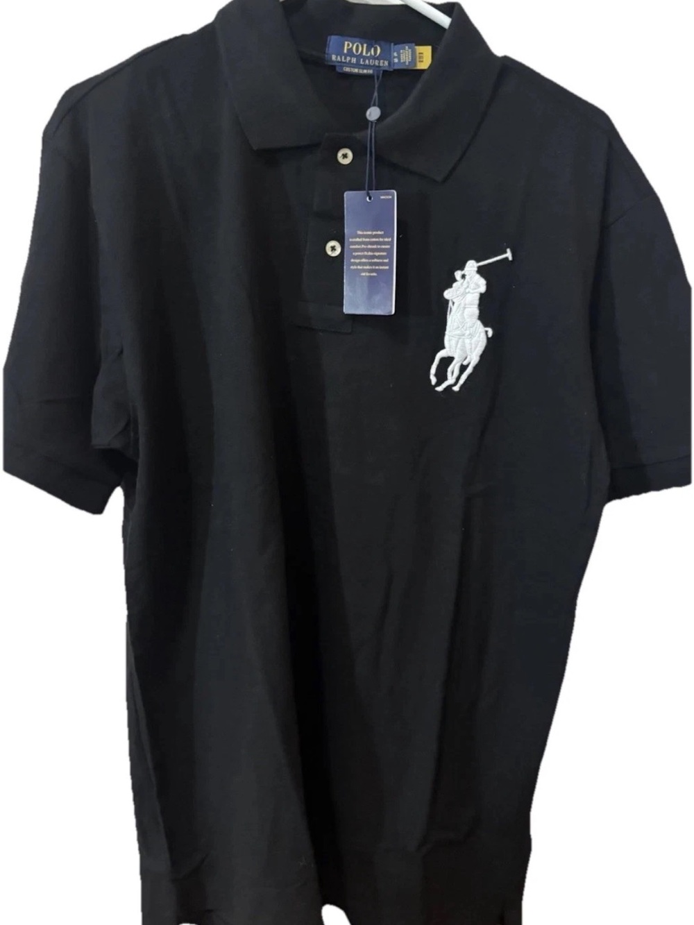 Polo by Ralph Lauren Wide Big Pony Polo Shirt Black/White Size XL